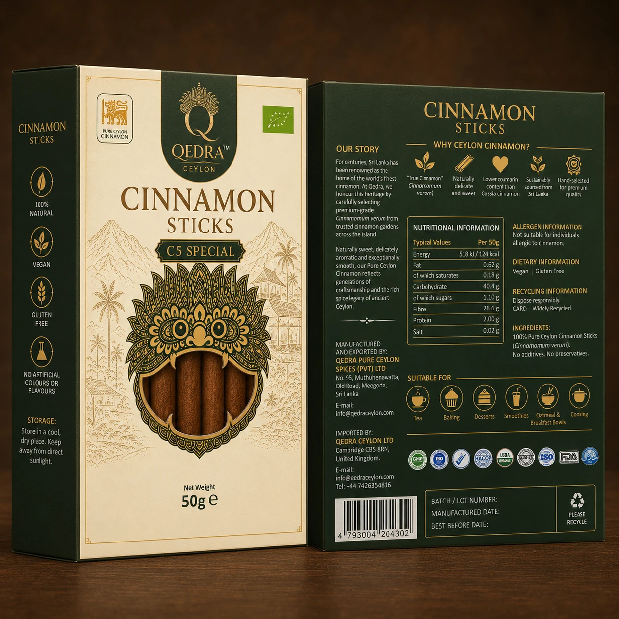 C5 Special Grade Ceylon Cinnamon 5″ Cut Sticks